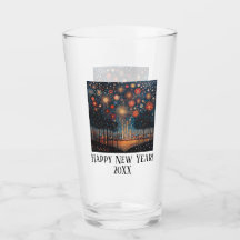 New Years Etched Fireworks Design Custom Stemless