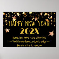 New Year's Eve 18 x 12 Black & Gold Poster
