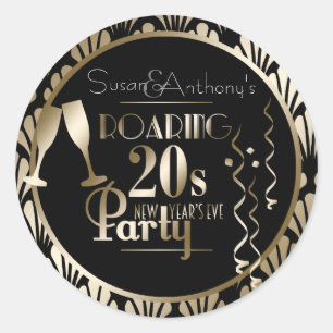 New Year's Eve 2020 Roaring 20s Gold Art Deco Classic Round Sticker