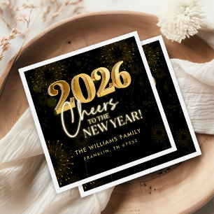New Year's Eve 2026 Party Gold Glitter Napkin
