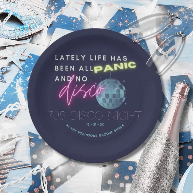 New Years Eve 70s Party Paper Plate (Creator Uploaded)