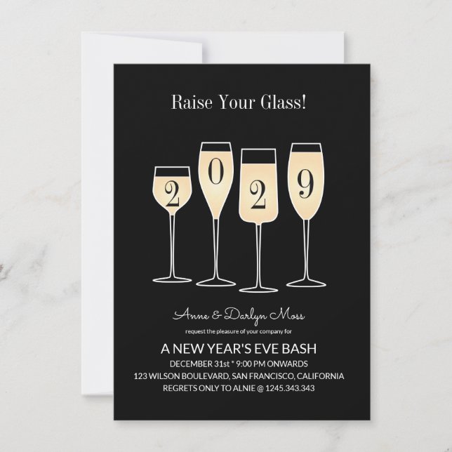 New Year's Eve Bash Champagne Invitation (Front)