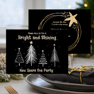 New Years Eve Black and Gold Holiday Party Card