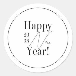 New Year's Eve Black and White Party Classic Round Sticker