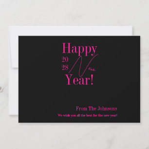 New Year's Eve Black Hot Pink Holiday Card