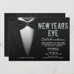 New Year's Eve Bling Tuxedo Invitation