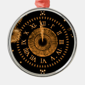 New Year's Eve Bronze Iris Clock Metal Ornament