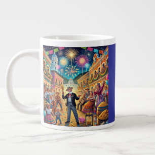 New Year's Eve Celebration El Año Viejo Large Coffee Mug