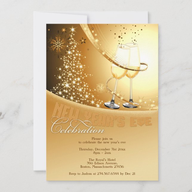 New Year's Eve Celebration Flat Invitation (Front)