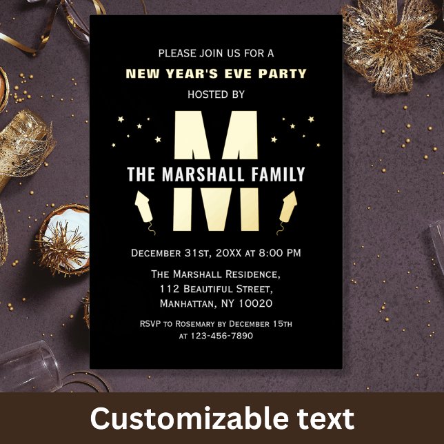 New Years Eve Celebration Party Family Monogram (Creator Uploaded)
