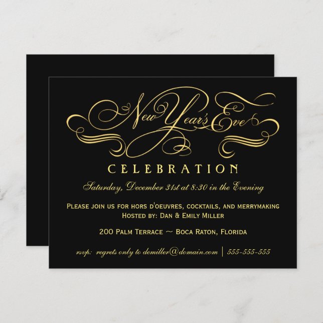 New Year's Eve Celebration Party Invitations (Front/Back)