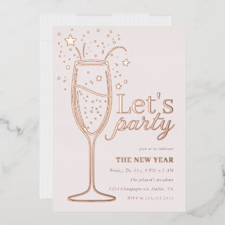 New Year's Eve Celebration Rose Gold Invitation