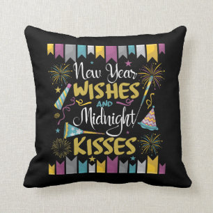 New Year's Eve Celebration Wishes Midnight Kisses Cushion