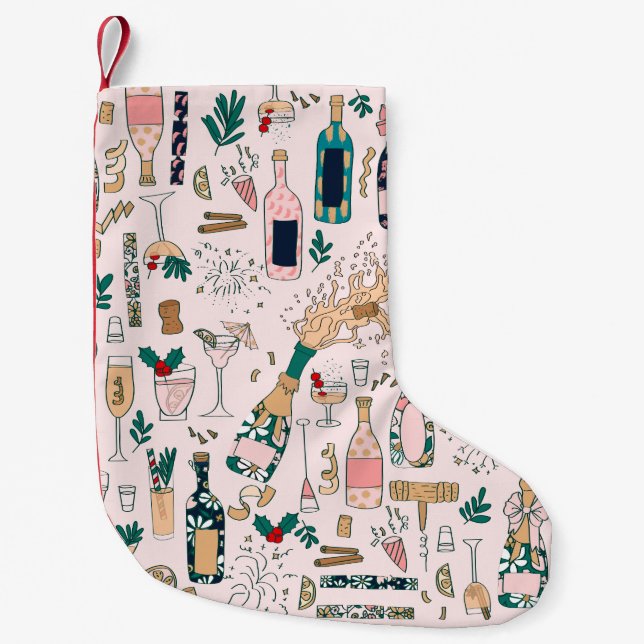new years eve champagne christmas cocktail wine small christmas stocking (Front)
