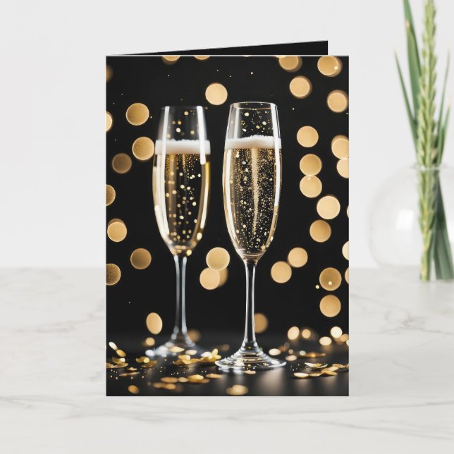 New Year's Eve Champagne Flutes Card (Front)