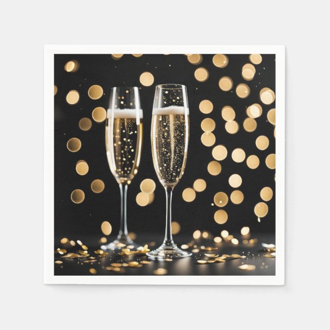 New Year's Eve Champagne Flutes Napkin (Front)