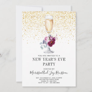 New Year's Eve Champagne Glass Party Invitation