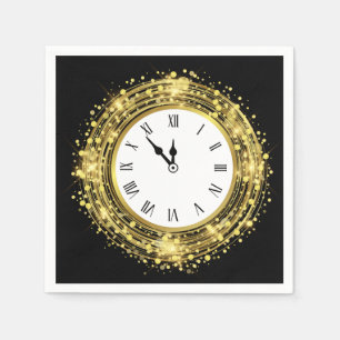 New Year's Eve Clock Glitter Confetti Napkin
