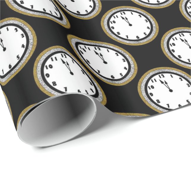 New Years Eve clock party wrap Wrapping Paper (Roll Corner)
