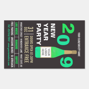 New Years Eve Club/Corporate Bash add Logo Favour Rectangular Sticker