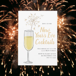 New Year's Eve Cocktail Party Champagne Invitation