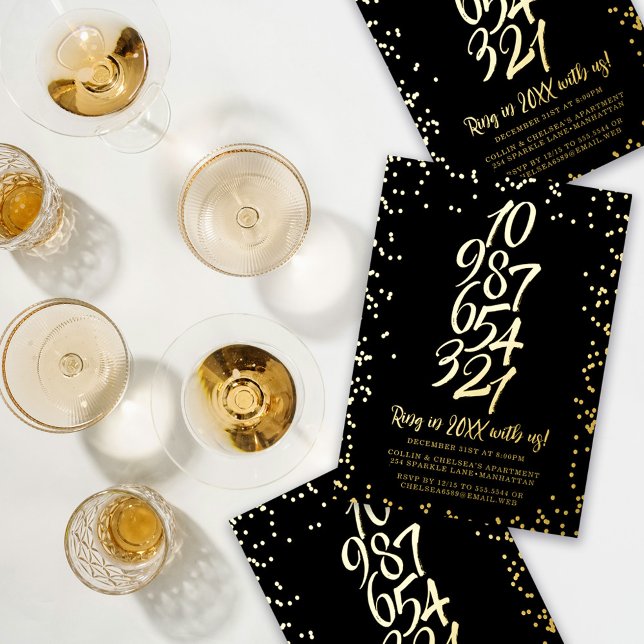 New Years Eve Confetti Countdown Foil Holiday Card (Creator Uploaded)