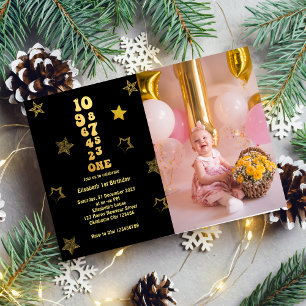 New Year's Eve Countdown 1st Birthday Photo Invitation