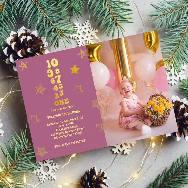 New Year's Eve Countdown 1st Birthday Photo Invitation (Creator Uploaded)