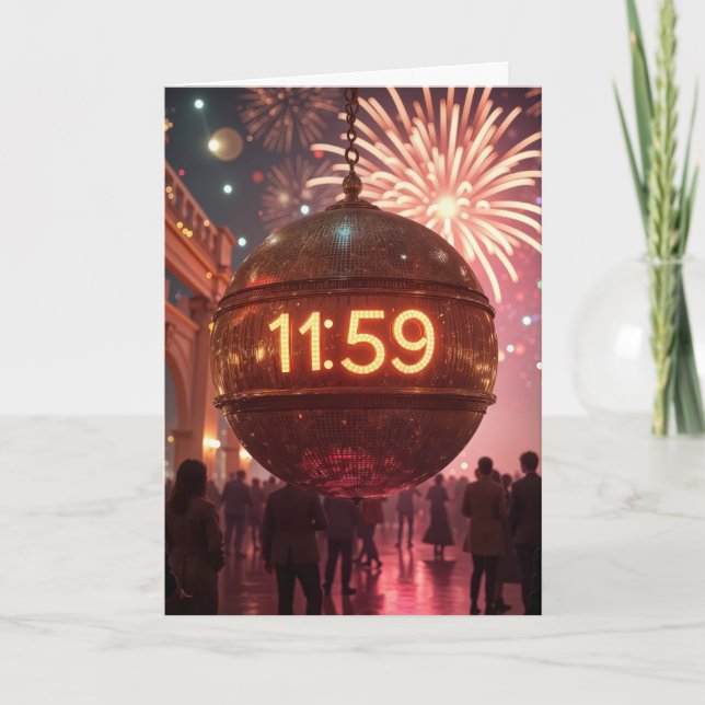 New Year's Eve Countdown Clock with Fireworks Card (Front)
