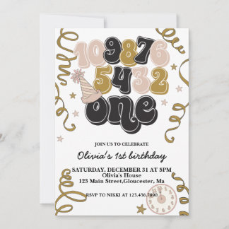 New Years Eve Countdown First Birthday Invitation