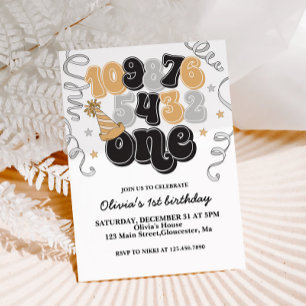New Years Eve Countdown First Birthday Invitation