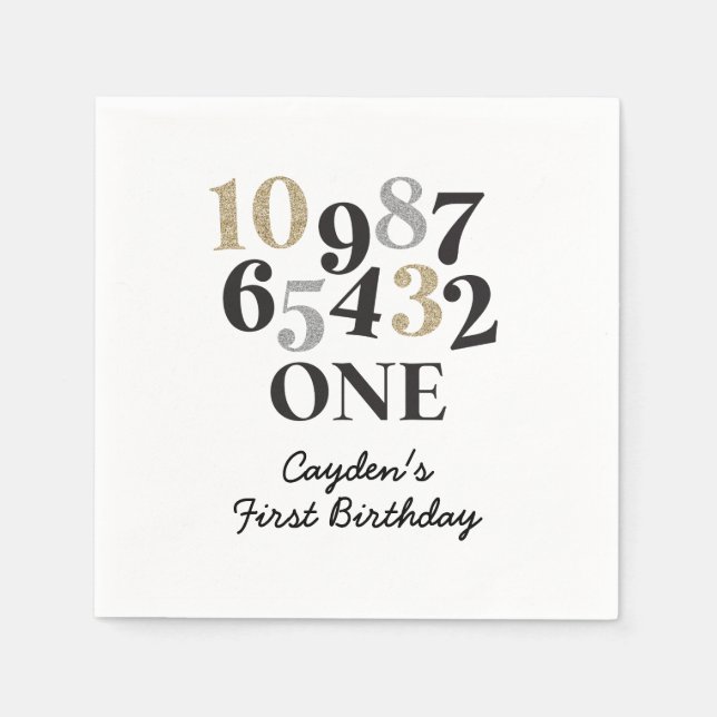 New Years Eve Countdown First Birthday Napkin (Front)
