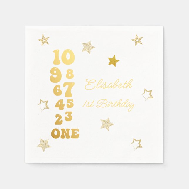 New Years Eve Countdown First Birthday Napkin (Front)