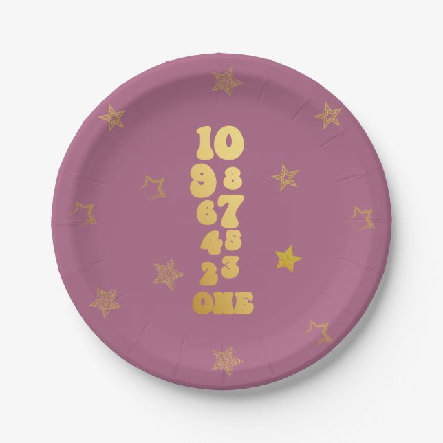 New Years Eve Countdown First Birthday Paper Plate (Front)