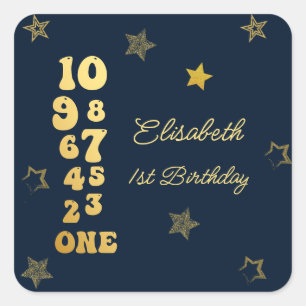 New Years Eve Countdown First Birthday Square Sticker