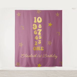New Years Eve Countdown First Birthday Tapestry