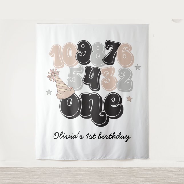 New Years Eve Countdown First Birthday Tapestry (Front)