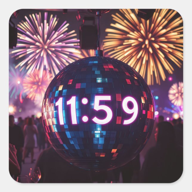 New Year's Eve Countdown Square Sticker (Front)