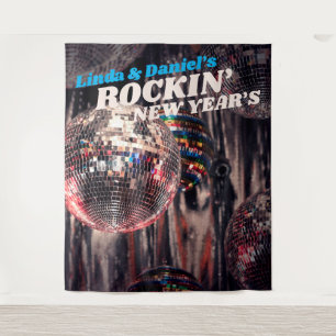 New Year's Eve Disco Ball Retro   Party Backdrop Tapestry
