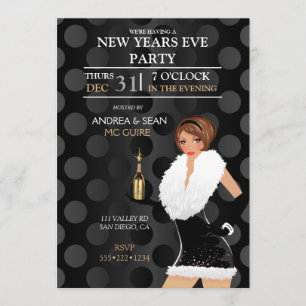 New Years Eve Fashion Girl Holiday Dress Invitation