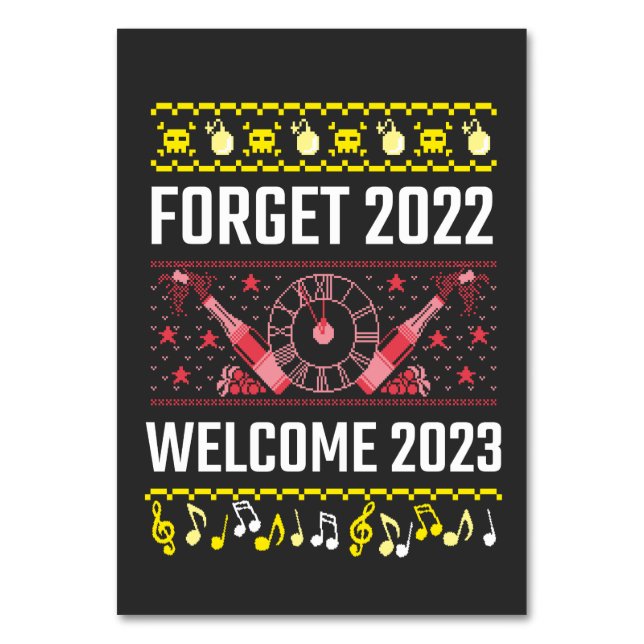 New Year's Eve Forget 2022 Welcome 2023 Invitation Table Number (Front)