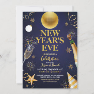 New Year's Eve Gold 2024 Party Celebration Invitation
