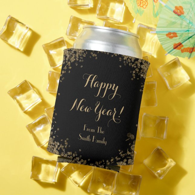 New Year's Eve Gold and Black Party Favour Can Cooler (In Situ Summer)