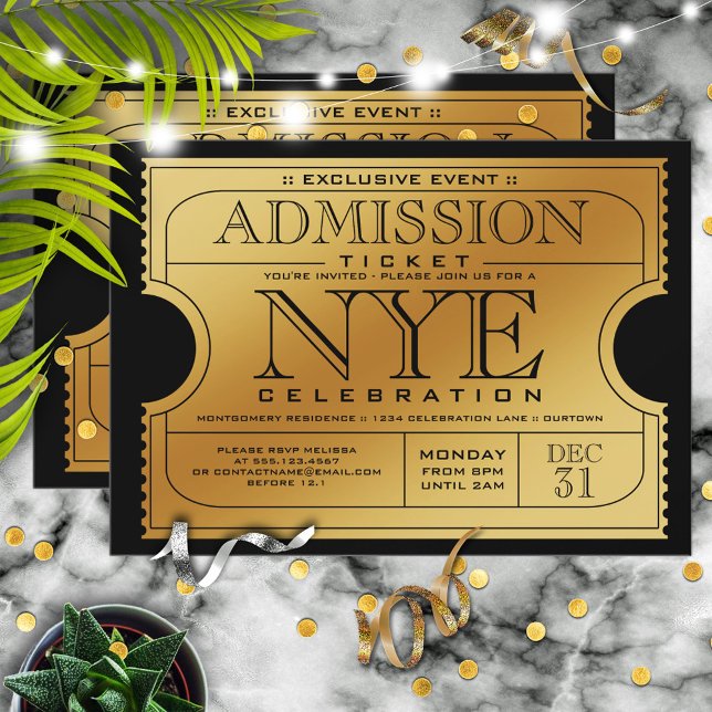 New Year's Eve Golden Ticket Party  Invitation (Creator Uploaded)