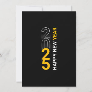 NEW YEARS EVE GREETINGS 2025  white yellow Card