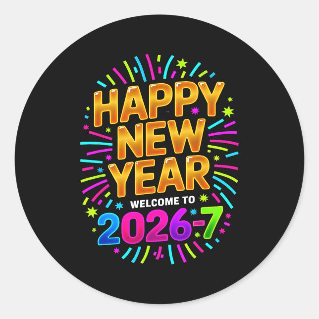 New Year's Eve Happy New Year 2026-7 Funny 67 Kids Classic Round Sticker (Front)