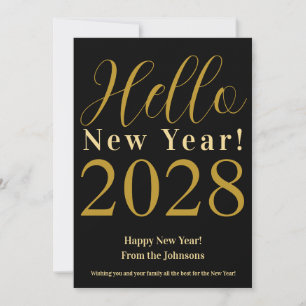 New Year's Eve Happy New Year Black Gold Holiday Card