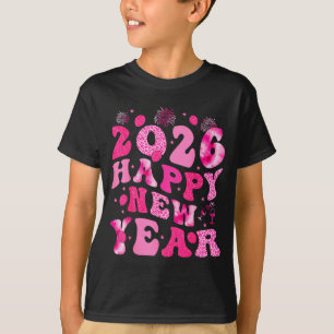 New Year's Eve Hello 2026 Groovy Family Matching C T-Shirt