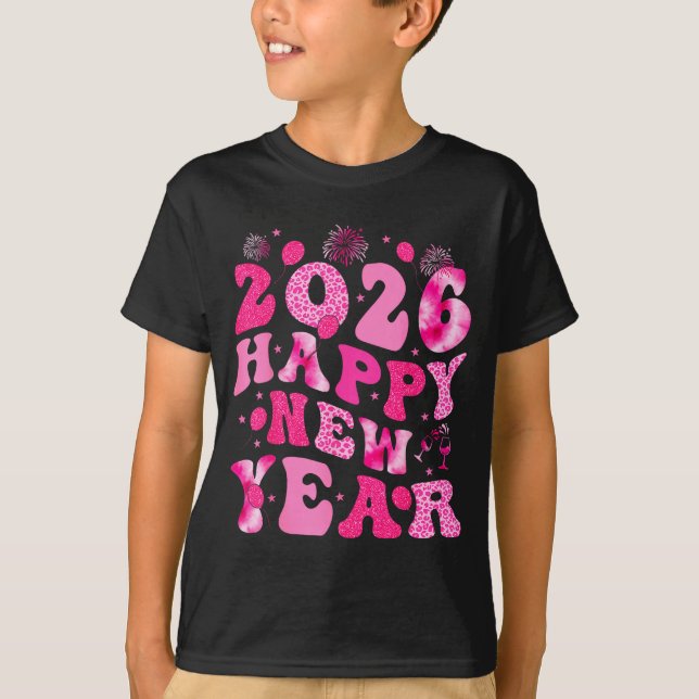 New Year's Eve Hello 2026 Groovy Family Matching C T-Shirt (Front)