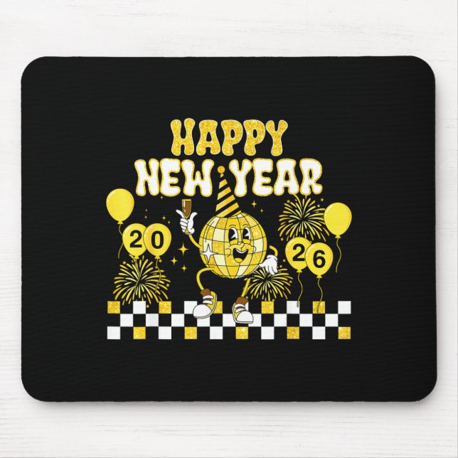 New Year's Eve Hello 2026 Happy New Year 2026 Disc Mouse Pad (Front)